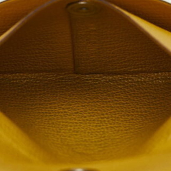 Hermes Bastia Wallet Jaune Ambre Yellow Chevre s - Picture 6 of 9